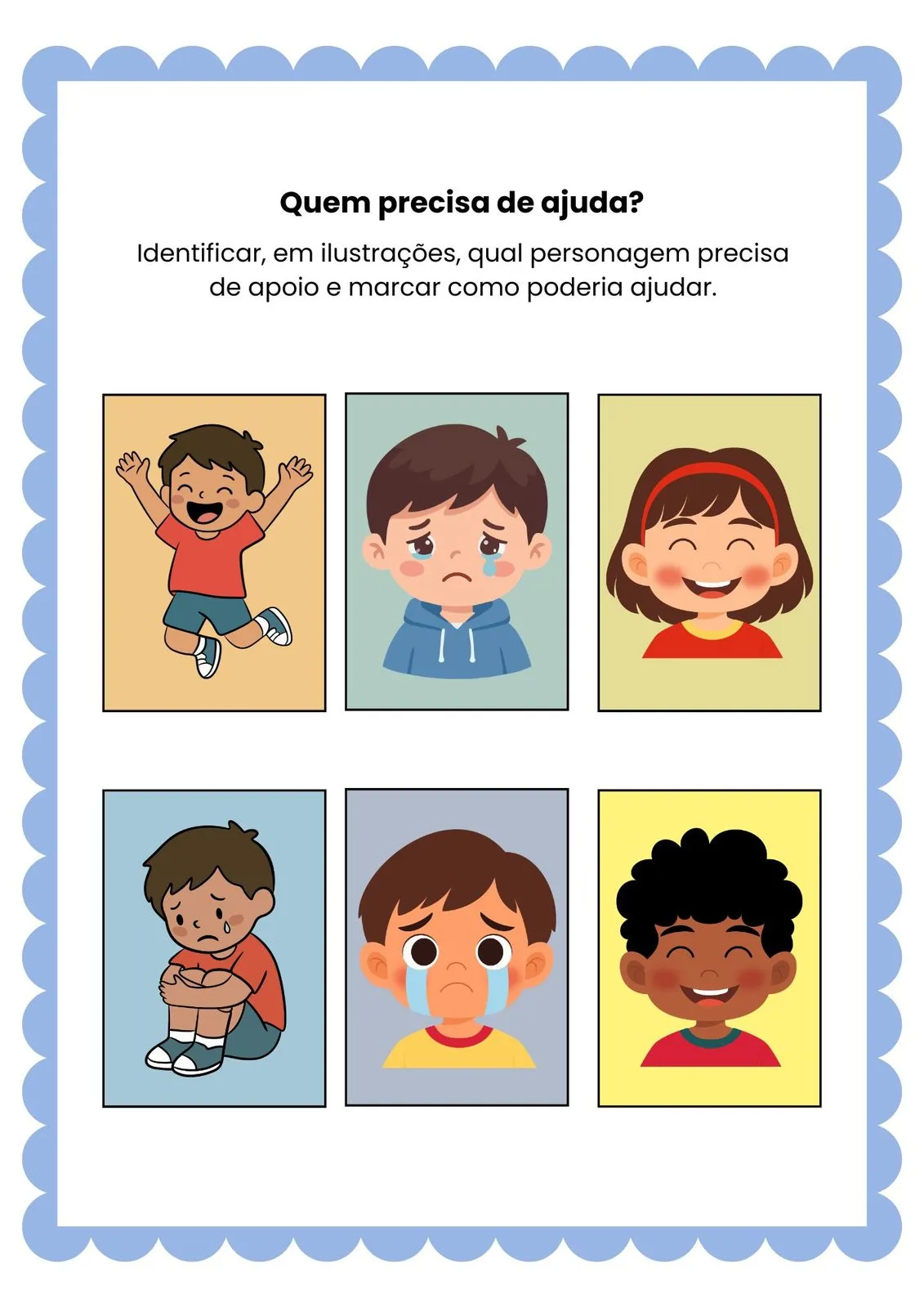 Quem Precisa de Ajuda? | Atividade de Empatia para Imprimir (PDF Gratuito) — Quem Precisa De Ajuda 01